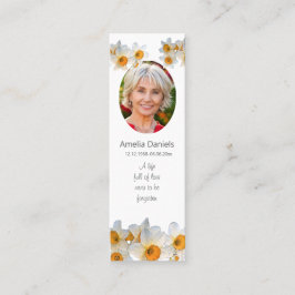 Daffodil Funeral Mini Bookmark Prayer Card Visitkort