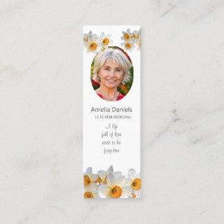Daffodil Funeral Mini Bookmark Prayer Card Visitkort