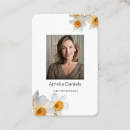 Daffodil Funeral Prayer Card Visitkort