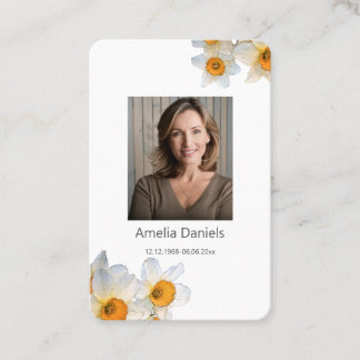 Daffodil Funeral Prayer Card Visitkort