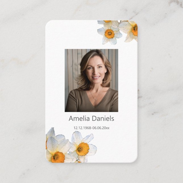 Daffodil Funeral Prayer Card  Visitkort (Framsida)