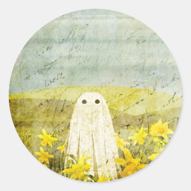 Daffodil Ghost Runt Klistermärke (Framsida)