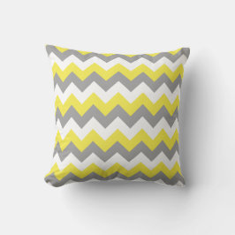 Daffodil Grått och White Zigzag 2 Kudde