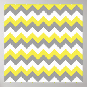 Daffodil Grått och White Zigzag 2 Poster