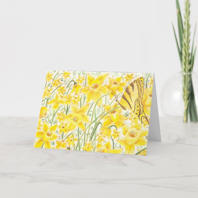 Daffodil Gult Blomanteckningskort Kort (Framsida)