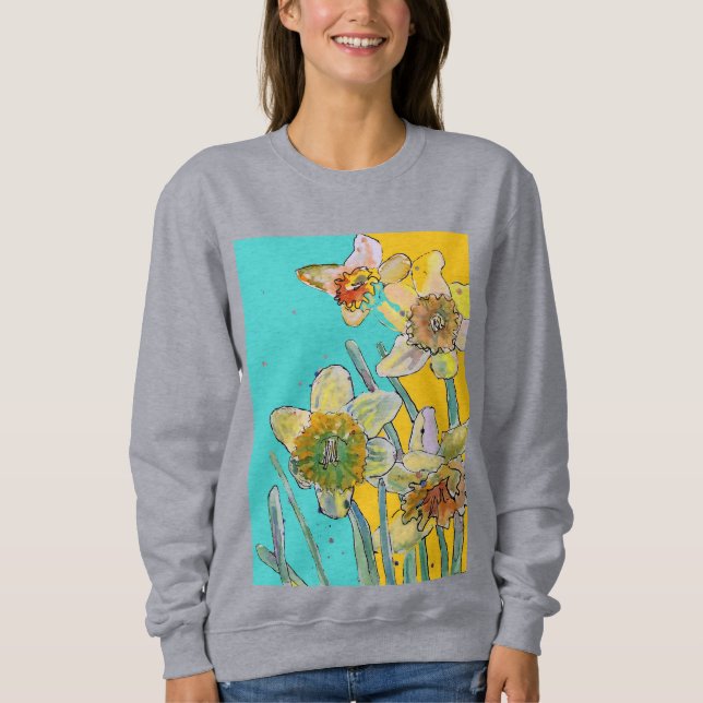 Daffodil Gult daffodils blommigt Vattenfärg Flower T Shirt (Framsida)