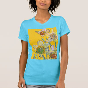 Daffodil Gult daffodils blommigt Vattenfärg Flower T Shirt