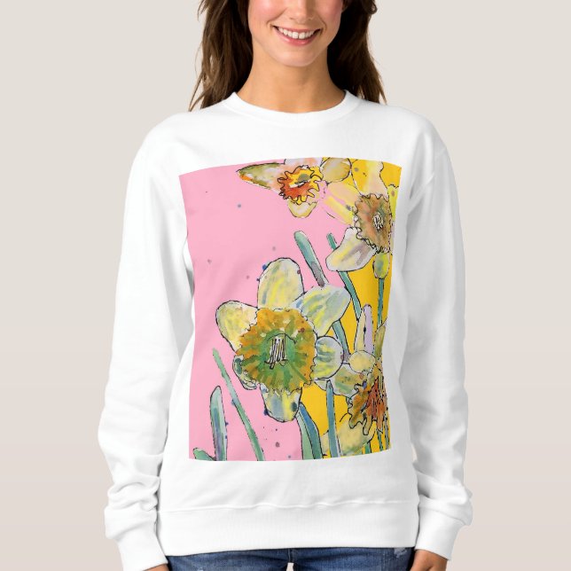 Daffodil Gult daffodils blommigt Vattenfärg Flower T Shirt (Framsida)