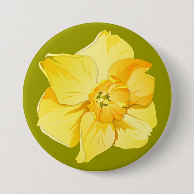 Daffodil Gult Kort-Trumpet Vår Flower Knapp (Framsida)