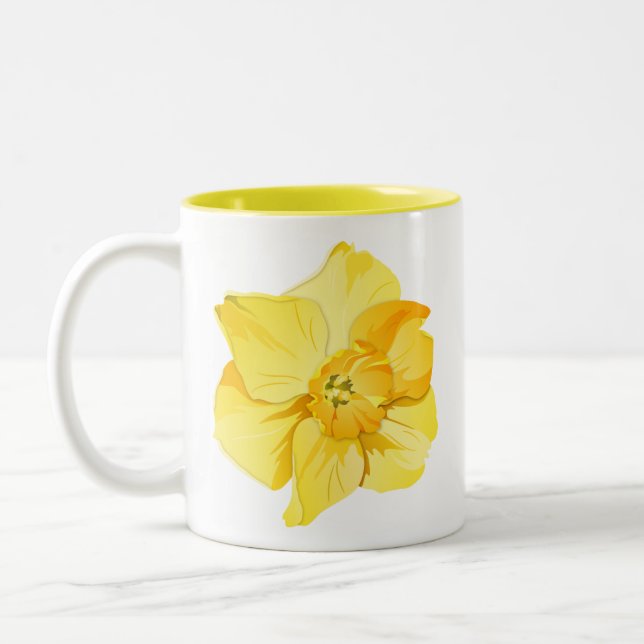 Daffodil Gult Kort-Trumpet Vår Flower Två-Tonad Mugg (Vänster)