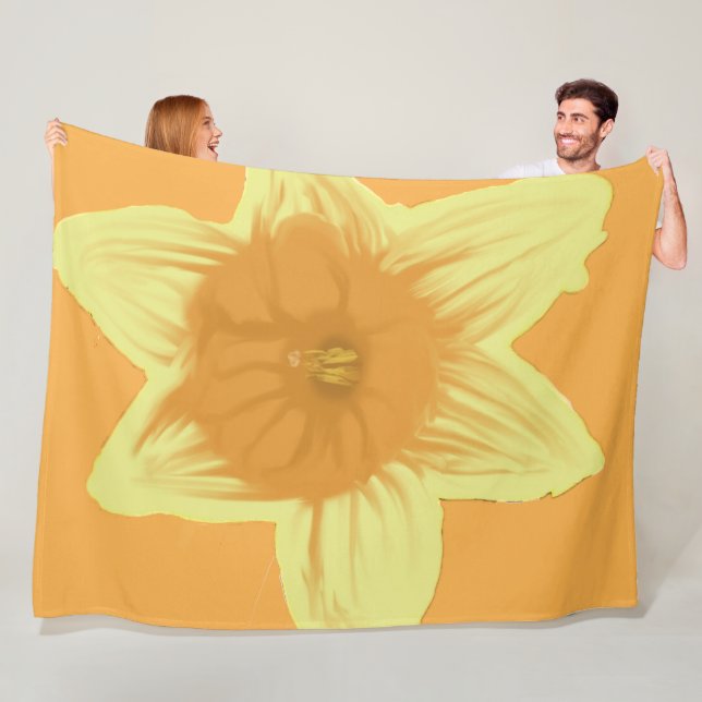 Daffodil Gult Orange Throw Blanket Fleecefilt (På plats)
