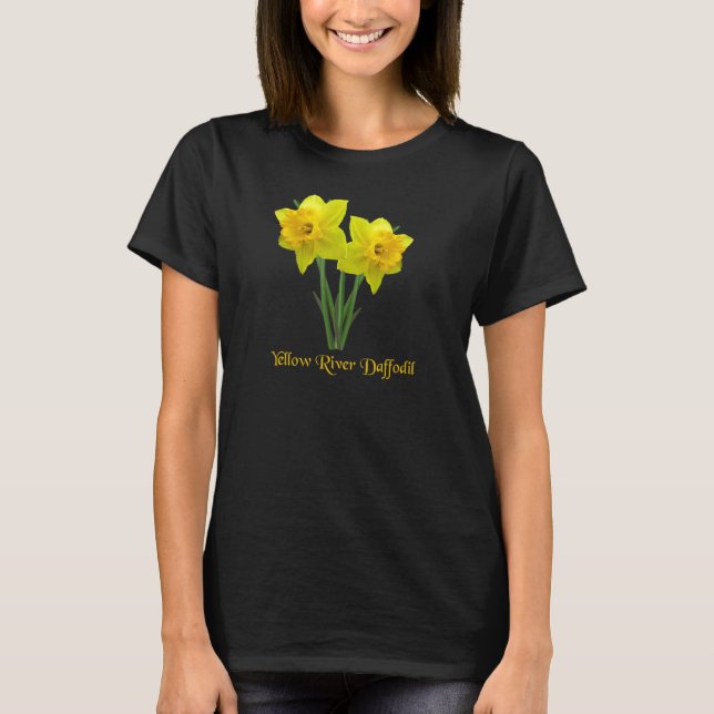 Daffodil Gult River Daffodils Flower Botanical T Shirt (Framsida)
