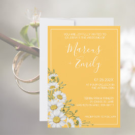 Daffodil Gult & White Daisys Bröllopsinbjudan Inbjudningar