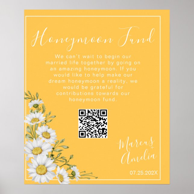Daffodil Gult & White Daisys Honeymoon Fund Poster (Framsidan)