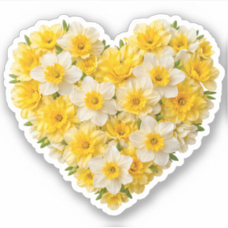 Daffodil Heart March Birth Flower Klistermärken