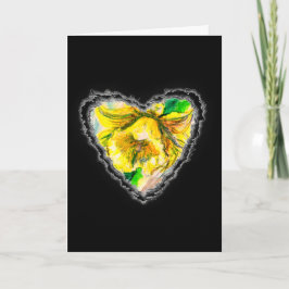Daffodil Heart Valentine Kärlek Romantik Card Helgkort