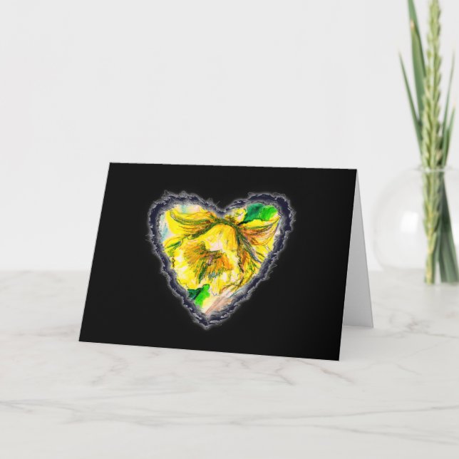 Daffodil Heart Valentine Kärlek Romantik Card Helgkort (Framsida)