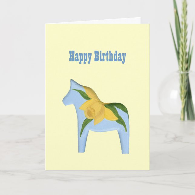Daffodil Horse Birthday Card Kort (Framsida)