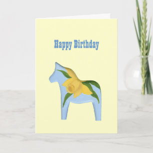 Daffodil Horse Birthday Card Kort