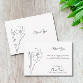 Daffodil Line Art Funeral Tackkort Card Tack Kort