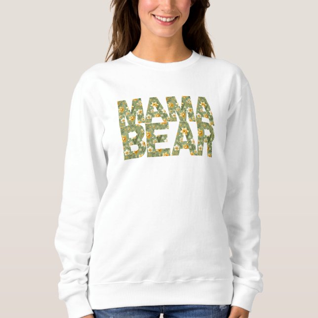 Daffodil Mamma Bear Blommigt and Fierce T Shirt (Framsida)