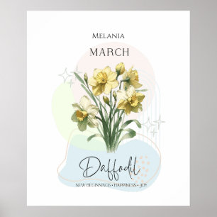 Daffodil March Bird Flower Poster