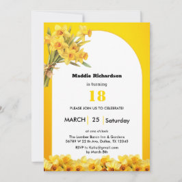 Daffodil March Birth Flower Birthday Investigation Inbjudningar