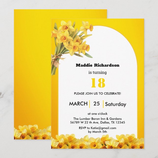 Daffodil March Birth Flower Birthday Investigation Inbjudningar (Fram/baksida)