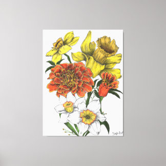 Daffodil, Marigold och Narcissus färg canvas