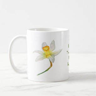 Daffodil med positiv blomma betyder vattenfärg kaffemugg