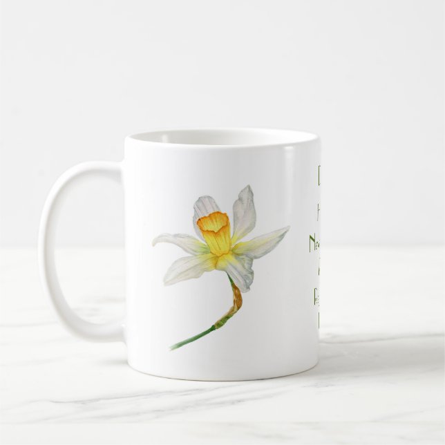 Daffodil med positiv blomma betyder vattenfärg kaffemugg (Vänster)