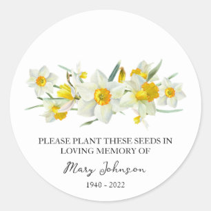 Daffodil Memorial Funeral Seed Packet Runt Klistermärke