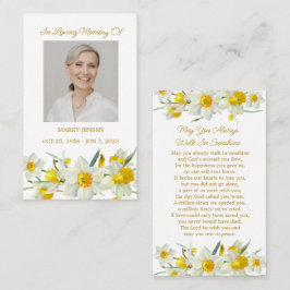Daffodil Memorial Photo Funeral Prayer Card Visitkort