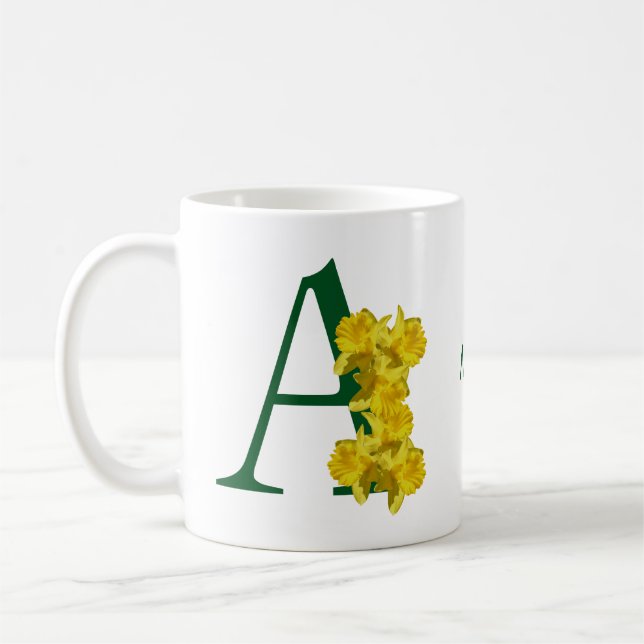 Daffodil Monogram - början på ditt namn Kaffemugg (Vänster)