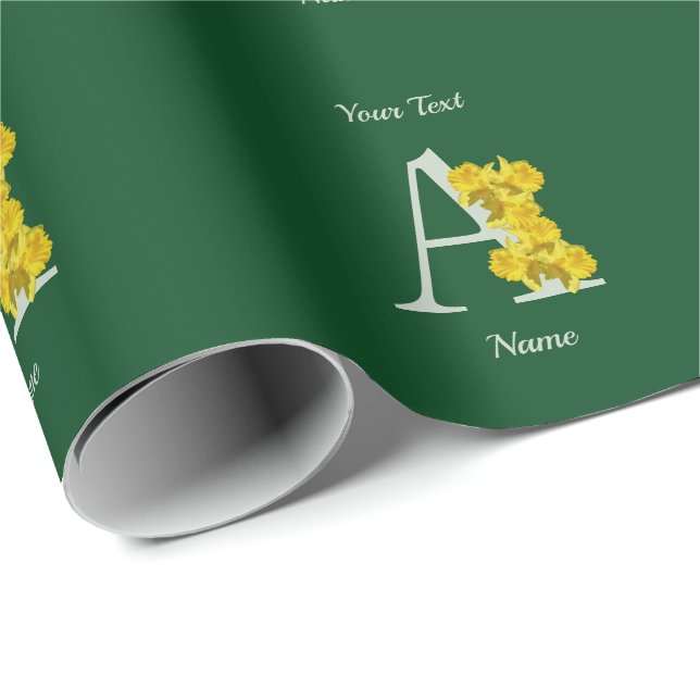 Daffodil Monogram Inledande a i Tillfälle Presentpapper (Rullad Hörn)