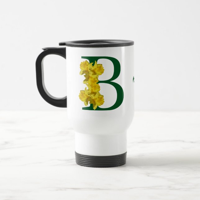 Daffodil Monogram Inledande B Ditt namn  Resemugg (Vänster)