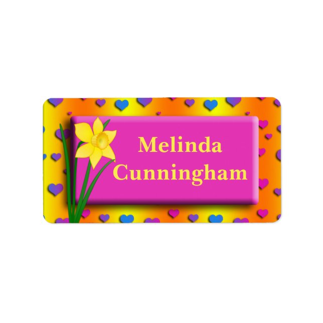 Daffodil - namn-etikett för flickskolan adressetikett (Framsidan)