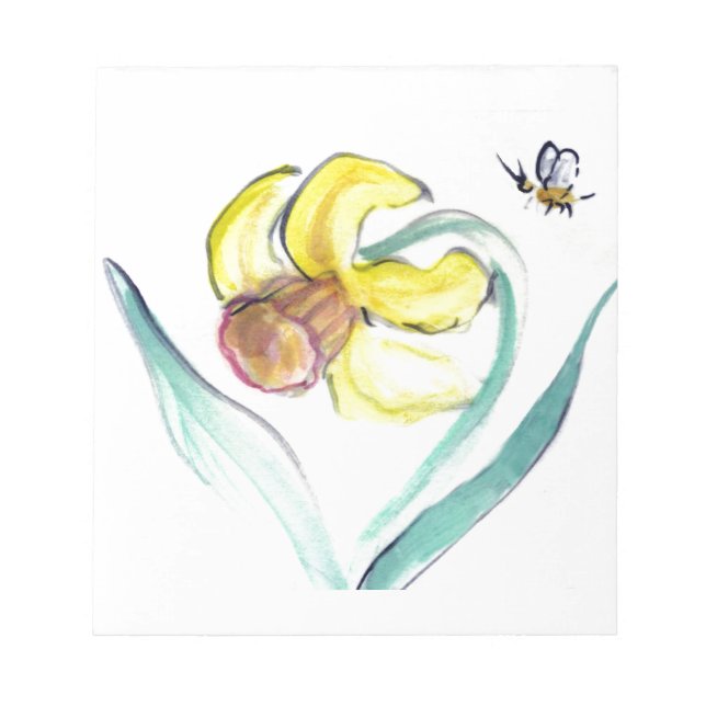 Daffodil och Buzzin Bee, Sumi-e Anteckningsblock (Framsida)