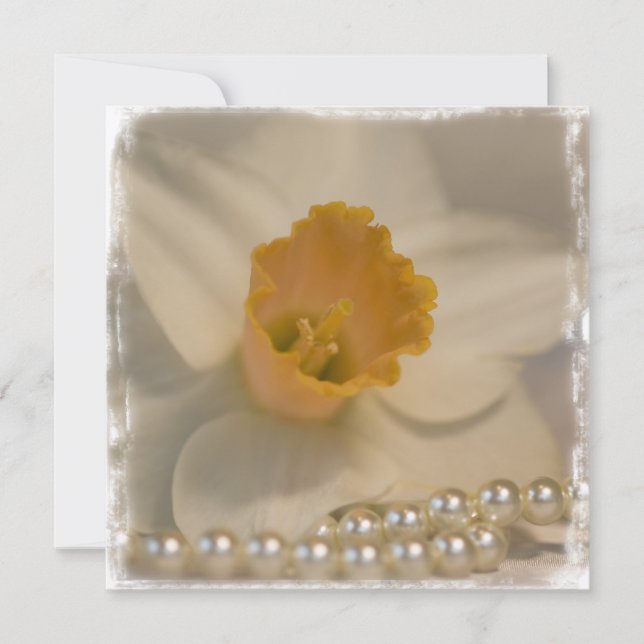 Daffodil- och Pearls-bröllop Inbjudningar (Framsida)