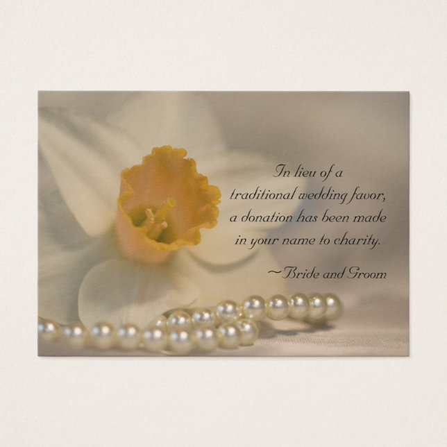 Daffodil och Pearls Bröllop välgörenhetskort Visitkort (Framsidan)