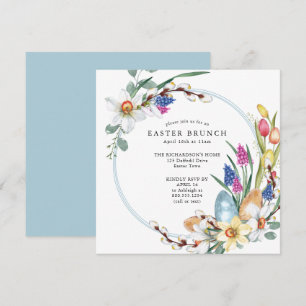 Daffodil och Vår Blommigt Påsk Brunch Square Inbjudningar