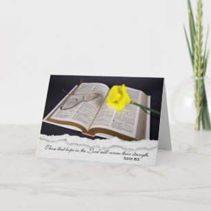 Daffodil on Bible Sympathy Card Kort