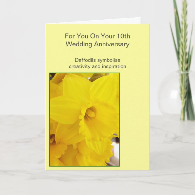Daffodil Personlig 10:e Bröllop-årsdagen Kort (Framsida)