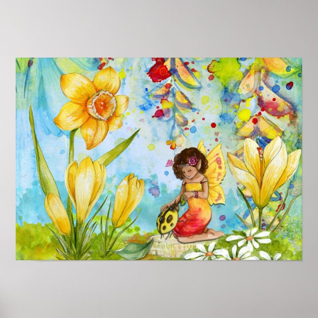 Daffodil Pixie Watercolor Poster (Framsidan)
