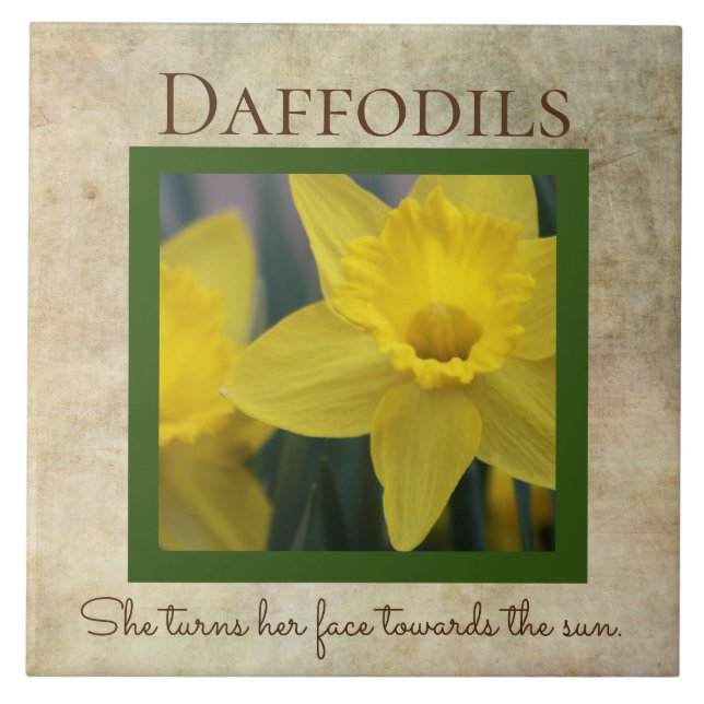 Daffodil Quote Vår Flower Kakelplatta (Framsidan)