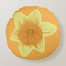 Daffodil Round Blommigt Pillow Rund Kudde