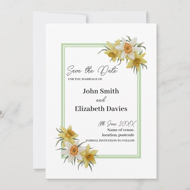 Daffodil Save Date Card Spara Datumet (Framsida)