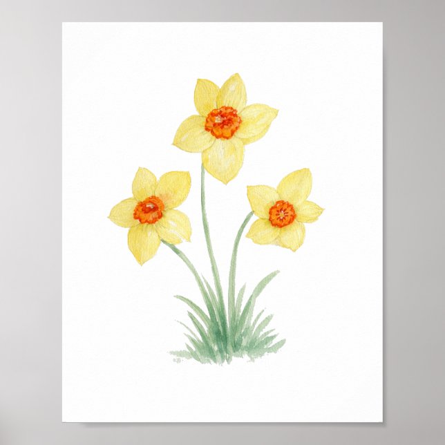 Daffodil Spring Flower Painting Garden Poster (Framsidan)