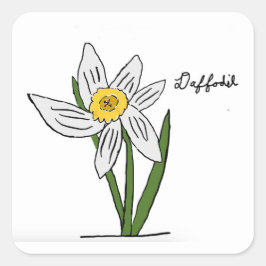 Daffodil Sticker Square Fyrkantigt Klistermärke