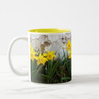 Daffodil-te och kaffe mugg